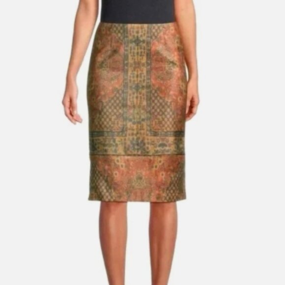Kobi Halperin Devon Faux Suede Print Pencil Skirt – Clay – Size 2 – NWT - Picture 1 of 3